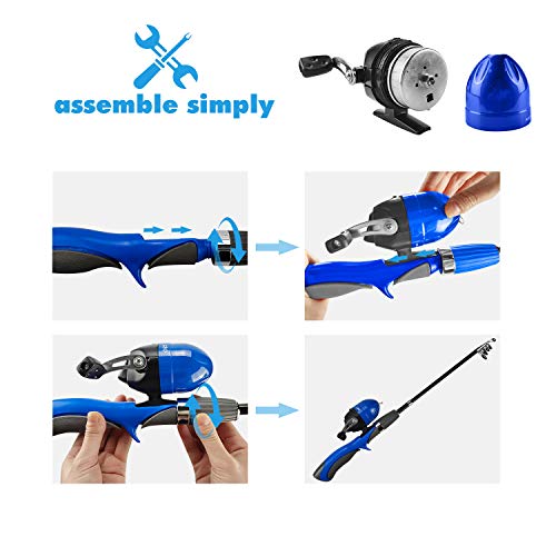 Urban Deco Kids Fishing Pole Set Portable Telescopic Kids Fishing Rod and Reel Combo Kit with Tackle Box for Beginners, Boys,Girls,Youth,Children - color: blue
