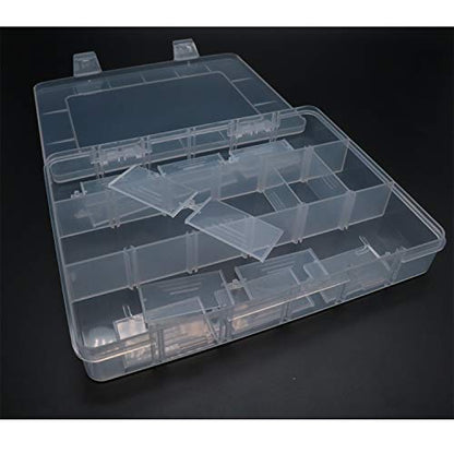 Xiaoyztan Clear Plastic Organizer, 18 Grids with Adjustable Dividers, Jewelry Box Bead Storage Container for Small Parts, Fishing Tackle, DIY Crafts, and Earrings, Overall 7.9 x 5.7 x 1.1 inch - size: 7.9x5.7x1.1 in