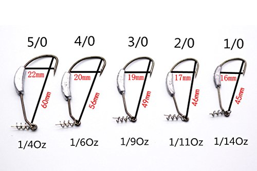 Toasis Fishing Weighted Swimbait Hooks with Twist Lock Assorted Sizes - size: 4/0-1/6_Oz-5pcs
