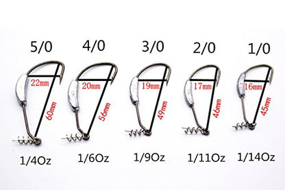 Toasis Fishing Weighted Swimbait Hooks with Twist Lock Assorted Sizes - size: 4/0-1/6_Oz-10pcs