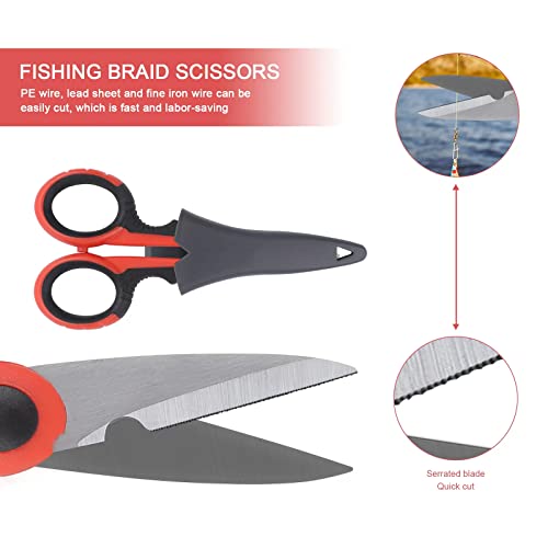 Fishing Tool Kit - 8pc Including Fillet Knife, Scissors, Pliers, Measuring Ruler, Anti-Lost Lanyard, Waterproof Storage Bag