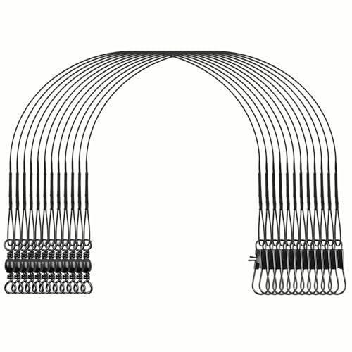 Fishing Wire Leaders 60PCS - 7in/9in/12in Stainless Steel Leaders with Swivels & Snaps for Bass, Pike, Catfish, Carp, Walleye - Saltwater & Freshwater Fishing Gear ﻿ - color: Black
