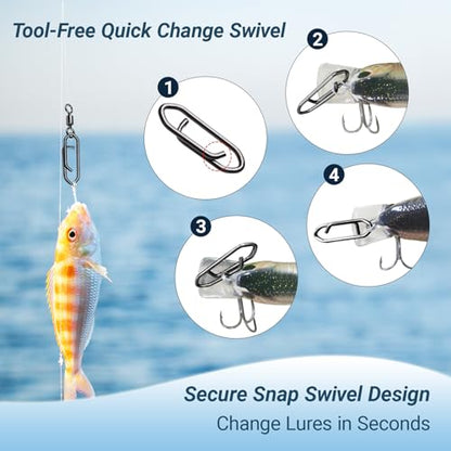 AMYSPORTS High Strength Saltwater Barrel Swivels Fishing Tackle Stainless Steel Line Connector Fishing Snaps Swivel Change Quick Fishing Clips Snap Black Nickel - size: Size 4+M (54lb) 50 pcs