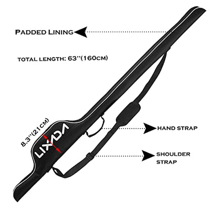 Lixada 63 Inch Fishing Rod Bag Portable Fishing Rod Reel Protective Case, Folding Fishing Pole Holder Cover Rod Tackle Organizer - color: White