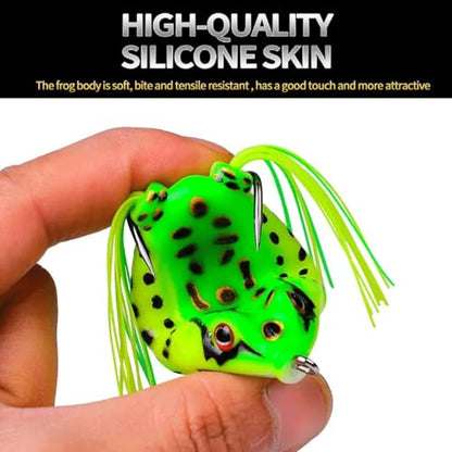 13g 6cm Plastic Frog Bait with 3D Eyes & Hooks, Soft Tube Topwater Artificial Fishing Lure Sinking Lures - color: Yellow