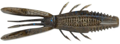 CrushCity Bronco Bug Soft Plastic Bass Lure, Dual-Action Creature Bait with Hinged Arms & Subtle Leg Movement - color: Black Blue Green Pumpkin, size: 4"