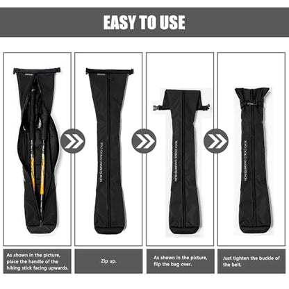Chris.W Portable Trekking Pole Carrying Bag Storage Bag Pouch with Zipper for Walking Stick Hiking Poles Travel Case - color: Black