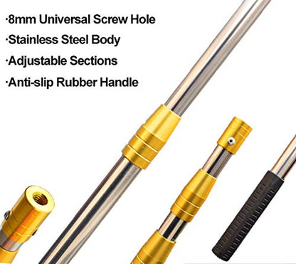 Cyfie Retractable Fishing Gaff, 4.8/6.6/7.8/9.4/16.4ft Telescopic Fishing Gaff with 8mm Screw, Capable for Fish Gig Spear Harpoon Hook, Ice and Saltwater Fishing Gaff Pole for Hunting Fish Frog Mole - color: 6 Feet Extending Pole