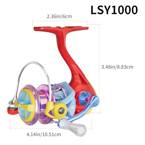 LS Lightweight Spinning Reel 500-1000 Series, 3.8oz Ultralight Carbon Fiber Frame, 5+1 BB, 5.2:1 Gear Ratio, 6.6LBs Max Drag, Saltwater/Freshwater Fishing Reel - color: LSY, size: 1000