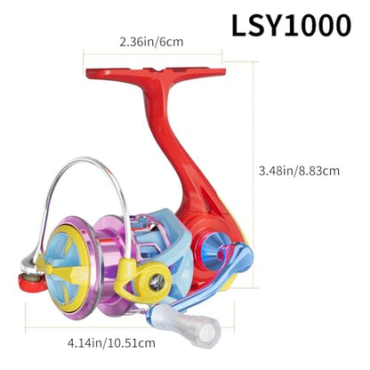 LS Lightweight Spinning Reel 500-1000 Series, 3.8oz Ultralight Carbon Fiber Frame, 5+1 BB, 5.2:1 Gear Ratio, 6.6LBs Max Drag, Saltwater/Freshwater Fishing Reel - color: LSY, size: 1000