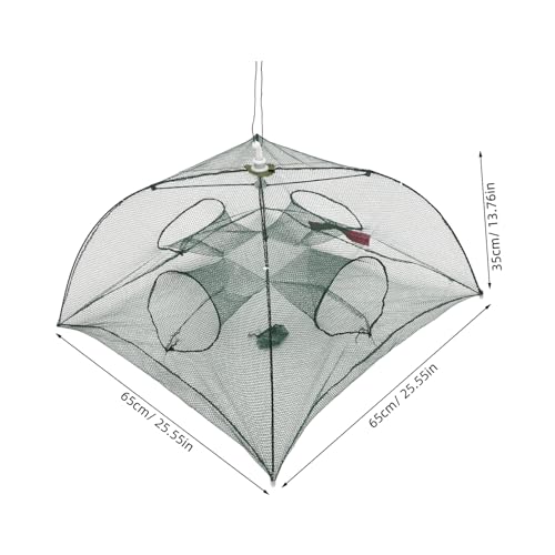 Fishing Net Portable and Foldable Umbrella Fishing Bait Net - Easy to Use Fishing Tool for Crayfish,Shrimp,Crab, Catfish - color: 4 Holes