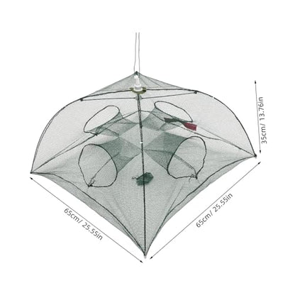 Fishing Net Portable and Foldable Umbrella Fishing Bait Net - Easy to Use Fishing Tool for Crayfish,Shrimp,Crab, Catfish - color: 4 Holes