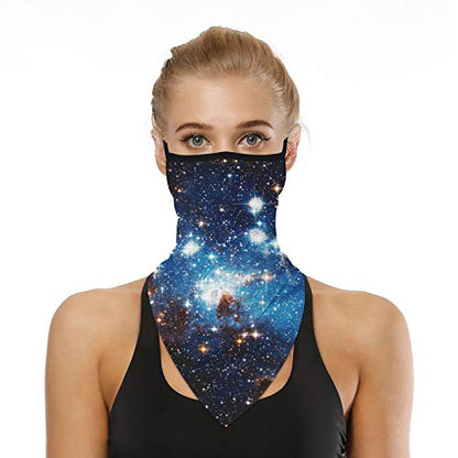 YAYOUREL Neck Gaiter Face Mask Bandanas for Men Women UV Face Scarf Cover Ear Loop Hole Facemask for Fishing Running Cycling - color: Blue Black White