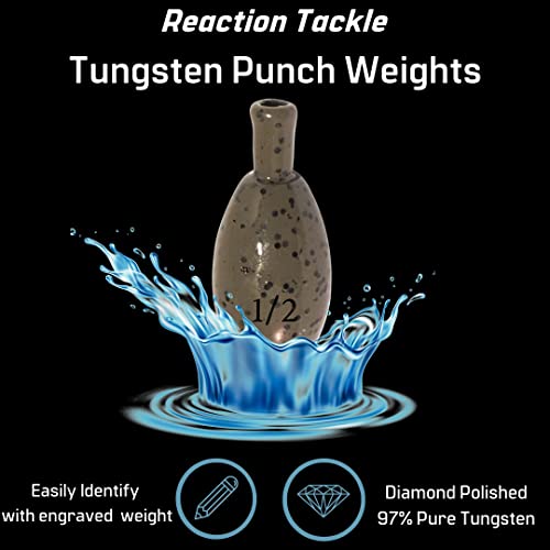 Reaction Tackle Tungsten Punch Weights for Bass Fishing - Heavy Cover Punch Rig Sinkers - Size Stamped Freshwater and Saltwater - color: Green Pumpkin, size: 1/2 Oz (4-Pack)
