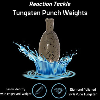 Reaction Tackle Tungsten Punch Weights for Bass Fishing - Heavy Cover Punch Rig Sinkers - Size Stamped Freshwater and Saltwater - color: Green Pumpkin, size: 1/2 Oz (4-Pack)