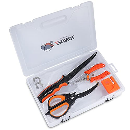 RUNCL Fishing Fillet Knife Combo Set, Fishing Tools Kit With 6" Fillet Knife, Scissors, Sharpener, Fishing Pliers and 3600 Tackle Box