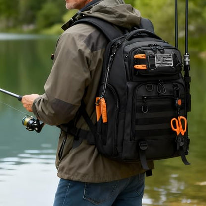50L Fishing Tackle Backpack with Removable Lure Wraps,2 Rod Holders Storage Fishing Gear and Equipment - color: B: 50L Backpack
