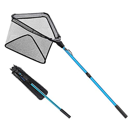 SAN Like Fishing Net Fish Landing Nets Collapsible Telescopic Sturdy Pole Handle for Saltwater Freshwater Extending to 36/43/71/98inches - color: Blue, size: Medium