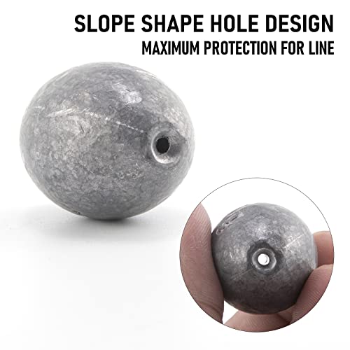 Dr.Fish Egg Sinker Lead Fishing Weights Oval Shaped Catfishing Weights Bank River Freshwater Saltwater Fishing Bass Casting - size: 4oz-5 Pack