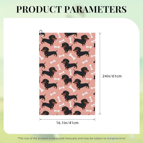 Supdreamc Golf Bag Towel 24x16 Inches with Carabiner Clip, Wiener Dog Dachshund Pet Dogs Pink, Highly Absorbent Fast Drying Microfiber for Golf Cart & On-Course Use - color: Style (104)