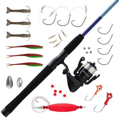 Shakespeare Catch More Fish Spinning Reel and Fishing Rod Combo with Kit - color: Inshore, style: 2024 Model