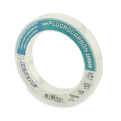 HI-SEAS 100% FLUOROCARBON Fishing LINE Leader - Clear Invisible Leader UNDETECTABLE to Fish, Fast Sinking 6LB-400LB - style: 0.012 in / 0.30 Mm, 12 Lb, 50 Yd