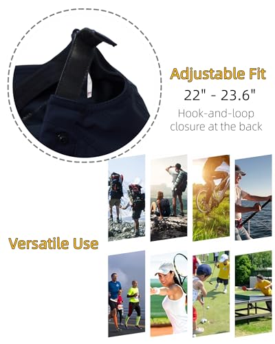 Men Women Safari Fishing Sun Cap with Removable Neck Flap UPF 50+ UV Protection Quick Dry Breathable Hats - color: Navy Blue