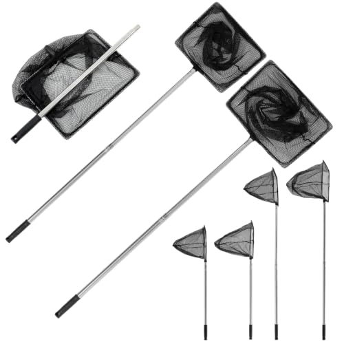 4 Pack Telescopic Fishing Net with Extendable Handle, 26.4–41.3 Inch Portable Landing Net Stainless Steel Pole Anti-Slip Grip Nylon Mesh for Freshwater & Outdoor Fishing
