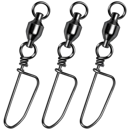 Alwonder 20-Pack Ball Bearing Swivels with Snaps, Fishing Snap Swivels Fishing Tackle Saltwater Freshwater Coastlock Snaps Barrel Swivel Leader Connector Downrigger Planer Release Clips - size: #3-78lb