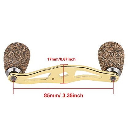Dioche Fishing Reel Handle, Reel Handle Wood Knob Carbon Fiber Frame with Fittings Replacement Parts (Gold)