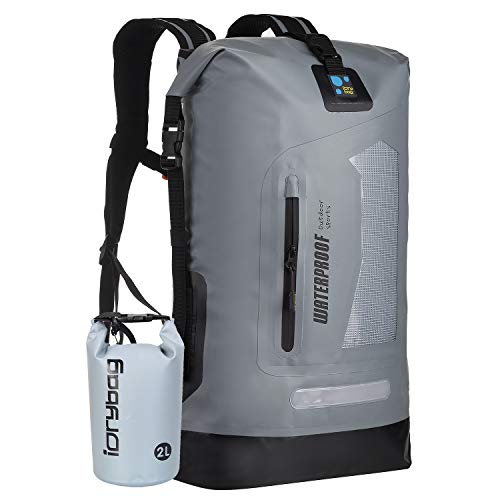 IDRYBAG Waterproof Backpack for Men 20L/30L/40L, Floating Dry Bag Kayak, Dry Backpack Hiking - color: Gray, size: 40L