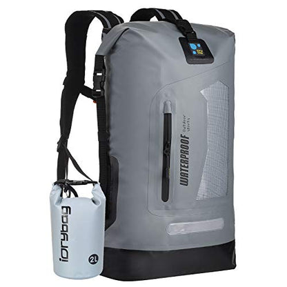 IDRYBAG Waterproof Backpack for Men 20L/30L/40L, Floating Dry Bag Kayak, Dry Backpack Hiking - color: Gray, size: 40L
