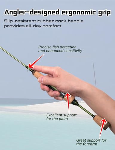 LITTMA Wild Streams Ultralight Spinning&Casting Trout Rod, 2-Piece Fishing Rod for Crappie, Panfish & Micro Fishing, Green Carbon Fiber Blank with Cork Handle, 5’6”/6’/6’6”/7’ - size: 7'0"-Spin-Ultralight (2pcs)