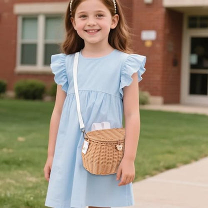Wicker Picnic Basket, Fishing Creel Basket with Lid and Shoulder Strap, Portable Woven Baskets Decorative Wicker Baskets