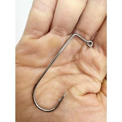 50pcs/100pcs Aberdeen 90 Degree Fishing Jig Hooks Long Shank Forged Barbarian Hooks High Carbon Steel Fishing Hooks for Freshwater & Saltwater Size: 6#-6/0# - size: 2/0#-100pcs