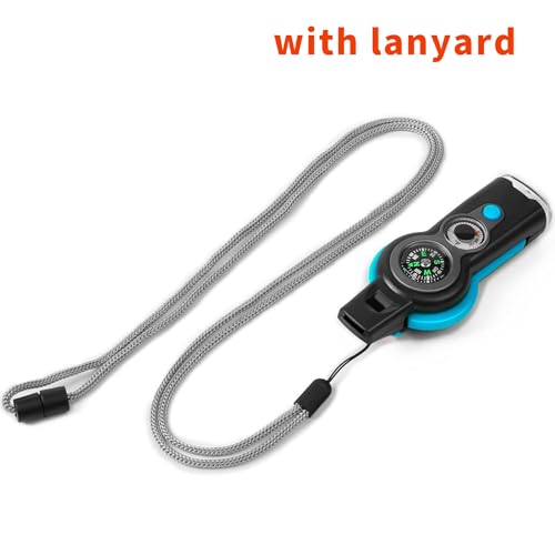 Emergency Survival Function Whistle, Outdoor Multifunctional Tool Safety Whistle with Lanyard, Ideal for Kayaking, Boating, Hiking, Camping, Climbing, Hunting,Rescue Signaling - color: blue1