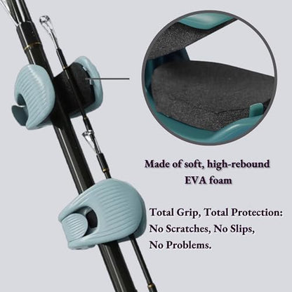 Fishing Rods Belt Rod Straps, Fishing Rod Clip Fit for Casting Rods, Spinning Rods Bass Rod and Fly Rods (4 Color, 4 pcs) (GREY) - color: GREY