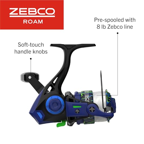 Zebco Roam Spinning Reel and Fishing Rod Combo, Fiberglass Rod, Split ComfortGrip Handle, Soft-Touch Handle Knob, Reversible Retrievee - color: Energy Green/Blue, size: 6-Foot, Size 20 Reel