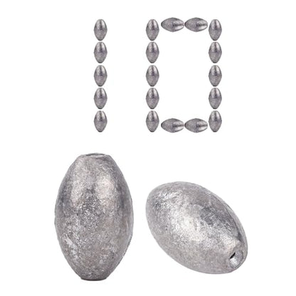 Egg Sinkers Lead Fishing Weights FS/QZ-08 | Oval Fishing Sinkers & Weights,for Texas Rig,Carolina Rig,Catfish Casting,Saltwater Freshwater - size: 1.06oz,10pcs