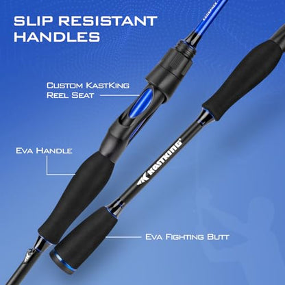 KastKing Centron Fishing Rod and Reel Combo, Spinning & Baitcasting Combos, IM6 Graphite 2Pc Blanks, Stainless Steel Guides with Ceramic Rings, Contoured EVA Handles & Fighting Butt - style: Spin-7' M, 3000 Reel