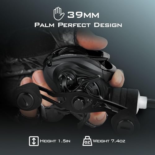 KastKing Zephyr Baitcasting Fishing Reel, Halo XII Magnetic Braking System Baitcaster Reel, 7+1 Double Shielded Stainless Steel BB, 7.2:1 High-Speed Gear Ratio, 18lb Triple Disc Carbon Fiber Drag - color: A:Left Handed-Black-7.2:1