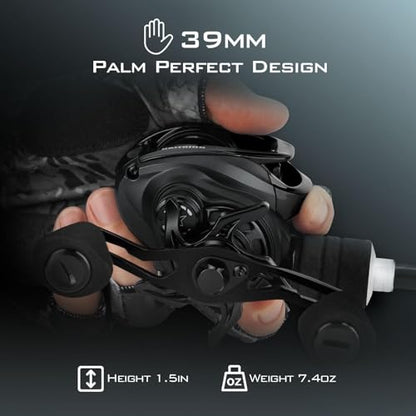 KastKing Zephyr Baitcasting Fishing Reel, Halo XII Magnetic Braking System Baitcaster Reel, 7+1 Double Shielded Stainless Steel BB, 7.2:1 High-Speed Gear Ratio, 18lb Triple Disc Carbon Fiber Drag - color: A:Left Handed-Black-7.2:1