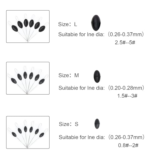 720Pcs Rubber Bobber Stoppers, 6 in 1 Oval Sinker Stops L/M/S, Depth Marker for Freshwater & Saltwater Casting Fishing