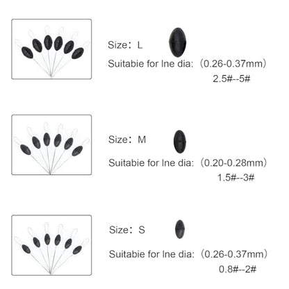 720Pcs Rubber Bobber Stoppers, 6 in 1 Oval Sinker Stops L/M/S, Depth Marker for Freshwater & Saltwater Casting Fishing