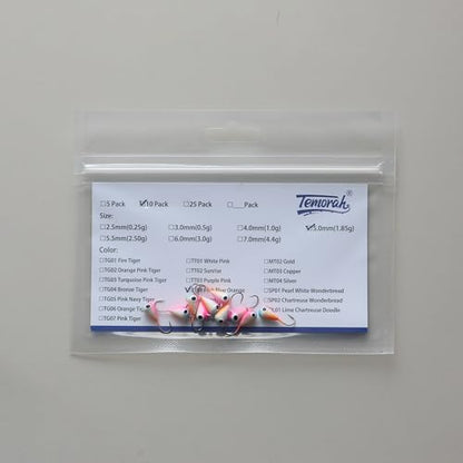 10 Pieces 3.0-6.0mm Teardrop Tungsten Ice Jig - color: 3T01 Pink Blue Orange Glow, size: TIJ02 3MM 10PCS