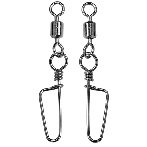 AMYSPORTS High Strength Fishing Snaps Freshwater Barrel Rolling Snap Swivels Steel Lure Connector Fishing Swivel Stainless Black Nickel - size: Size2/0 (115lb) 25 pcs