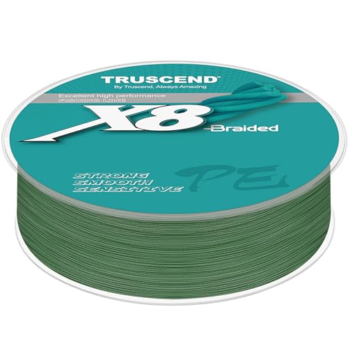 TRUSCEND X8 Braided Fishing Line, Durable and Valuable PE Braid Line for Professional, More Thinner More Smoother Performance for Casting Well, Must-Have Freshwater Fishing Gear, Fishing Gift for Men - color: Moss green, size: 6 LB (300 yards)