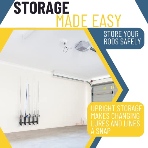 Koova Wall Mount Fishing Rod Holders & Reel Storage | Sturdy Fishing Pole Holders | Steel Rack Fishing Organizers and Storager - size: Offshore Rod Holder