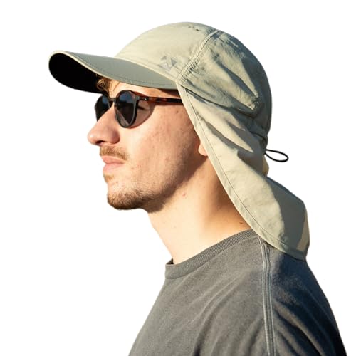 TOP-EX L/XL/XXL UV50+ Waterproof Neck Flap Baseball Sun Cap - color: Beige, size: X-Large