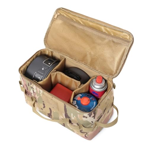 Fishing Tackle Bag Outdoor Camping Cookware Tool Bag Portable Large Capacity Tote Storage Bag Picnic Tactical Soft Case (CP camouflage(13.38''L x 6.69''W x 7.48''H)) - color: CP camouflage(13.38''L x 6.69''W x 7.48''H)